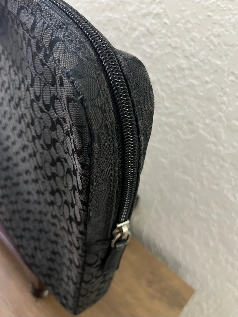 Coach Black Signature Laptop Sleeve with Logo Plaque